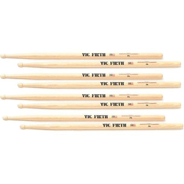 Vic Firth 7A American Classic 7A Wood Tip 4 Pak